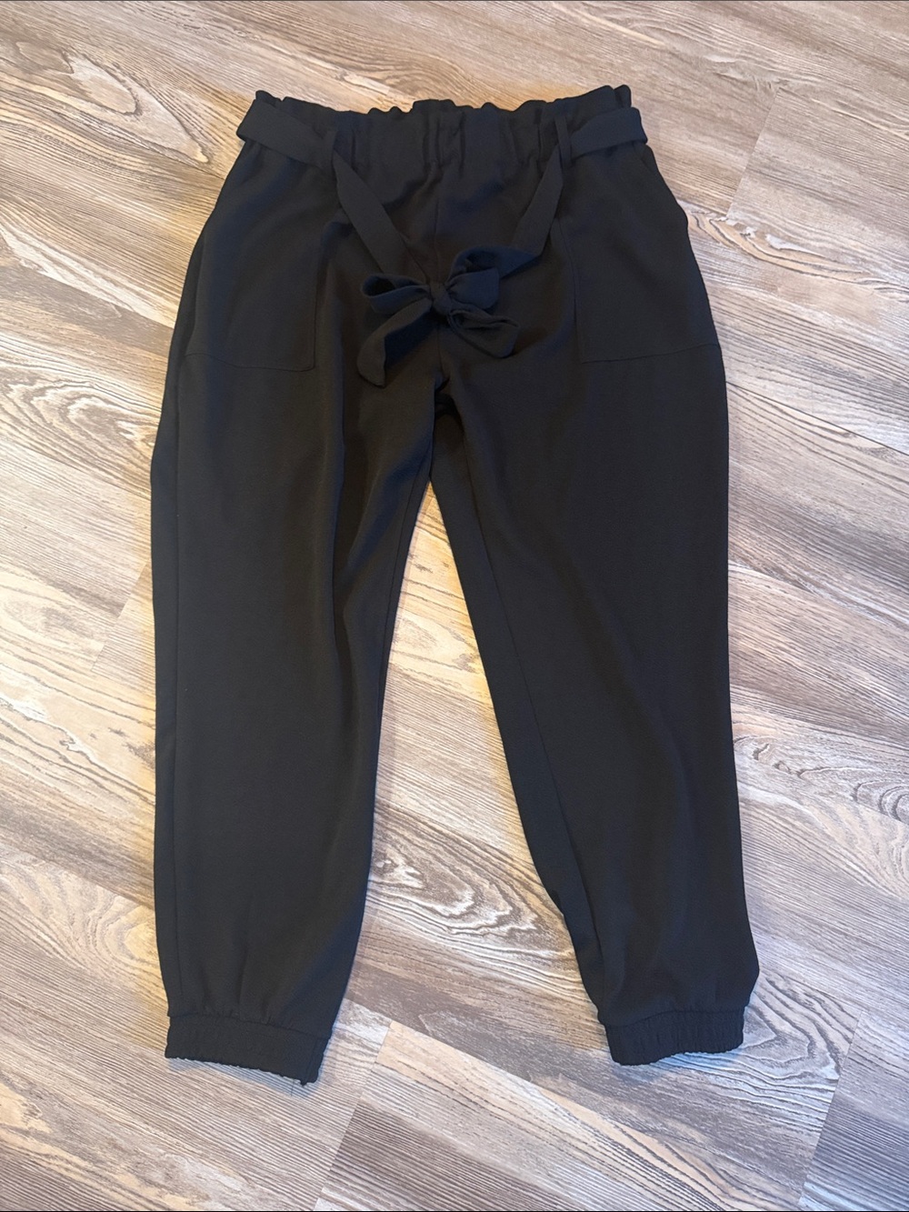 Women's Black Tie-Waist Jogger Pants
